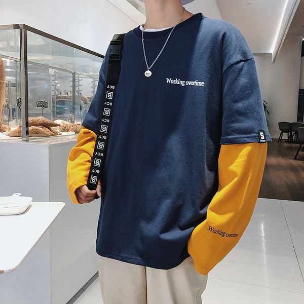 hoodie men's fashion personality fashion ins fake two students loose les handsome t hip-hop without hat, Black
hoodie men's fashion personality fashion ins fake two students loose les handsome t hip-hop without hat, Black
