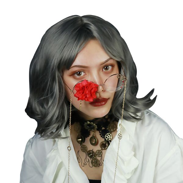 man-made steampunk glasses frame lolita harajuku style dead dead dark retro with rose anime peripheral glasses, Black
man-made steampunk glasses frame lolita harajuku style dead dead dark retro with rose anime peripheral glasses, Black