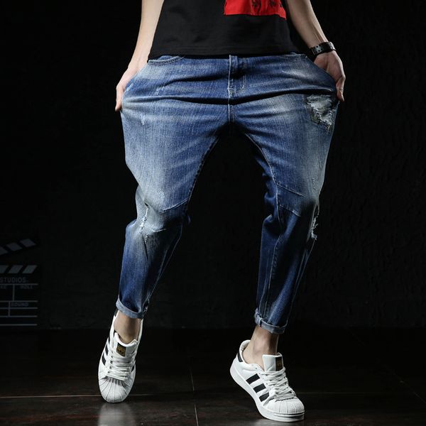 summer of 2020 the new jeans men loose hole haroun pants waist in water to wash nine minutes of pants jh502 big yards, Blue
summer of 2020 the new jeans men loose hole haroun pants waist in water to wash nine minutes of pants jh502 big yards, Blue