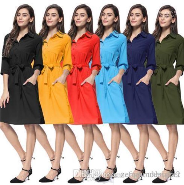 dresses lapel neck seven sleeve ol style female clothing sashes fashion casual apparel womens autumn designer solid color shirts, Black;gray
dresses lapel neck seven sleeve ol style female clothing sashes fashion casual apparel womens autumn designer solid color shirts, Black;gray