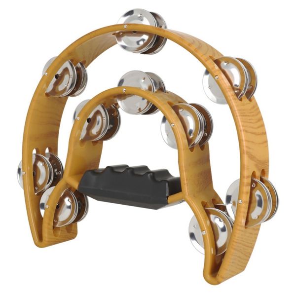 double half moon tambourine percussion drum plastic handle red metal jingle - black
double half moon tambourine percussion drum plastic handle red metal jingle - black