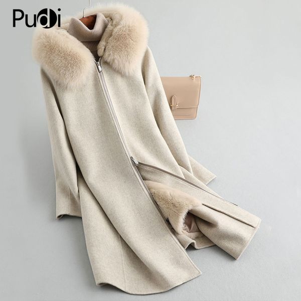 women's wool & blends pudi a59767 women real 100%wool fabric zipper coat lady rex fur lining collar leisure fall/winter long outwear, Black
women's wool & blends pudi a59767 women real 100%wool fabric zipper coat lady rex fur lining collar leisure fall/winter long outwear, Black