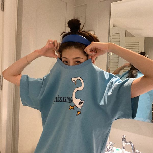 2020 spring and summer goose zi t-shirt womens short-sleeved loose cartoon graffiti printing solid color base shirt slimming shirt tide, Red
2020 spring and summer goose zi t-shirt womens short-sleeved loose cartoon graffiti printing solid color base shirt slimming shirt tide, Red