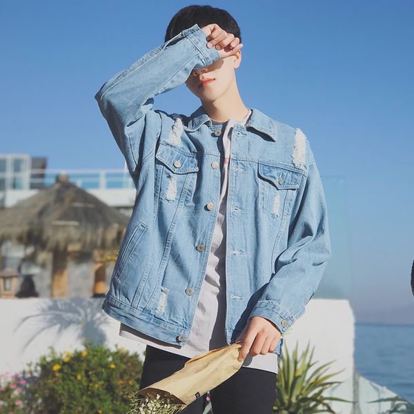 frayed men jean jacket casual men overcoat loose mens clothing streetwear, Black;brown
frayed men jean jacket casual men overcoat loose mens clothing streetwear, Black;brown