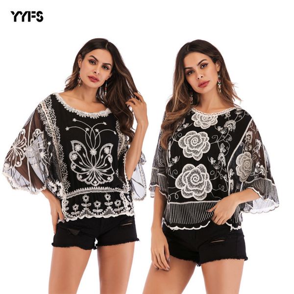 womens designer shirt embroidered seven-point bat sleeve lace loose round neck shirt womenba09ba09, White
womens designer shirt embroidered seven-point bat sleeve lace loose round neck shirt womenba09ba09, White