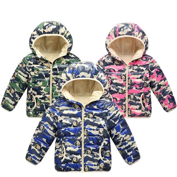 children's autumn and winter down jacket padded camouflage cotton clothing kid's clothing light hooded boys and girls cotton jacke, Blue;gray 
children's autumn and winter down jacket padded camouflage cotton clothing kid's clothing light hooded boys and girls cotton jacke, Blue;gray