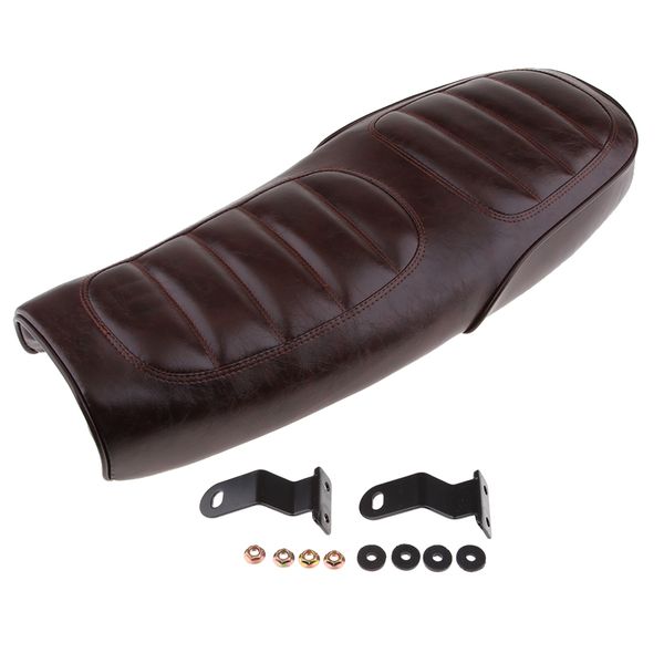 motorcycle cafe racer seat - universal flat brat vintage saddle seat, with mounting brackets
motorcycle cafe racer seat - universal flat brat vintage saddle seat, with mounting brackets
