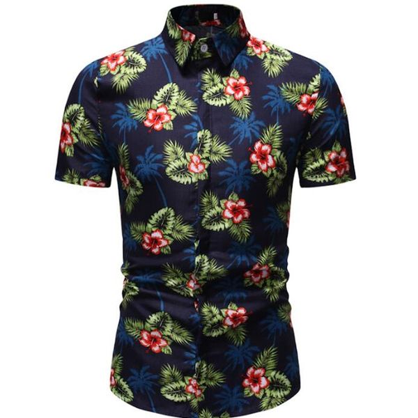 new 2019 summer men's fashion casual short-sleeved printed shirt, White;black 
new 2019 summer men's fashion casual short-sleeved printed shirt, White;black