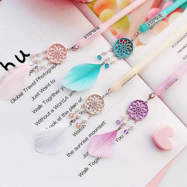 2 Pcs/lot Colorful Feather Dreamcatcher Pendant Gel Pen Ink Pen Promotional Gift Stationery School & Office Supply
