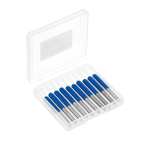 10pcs engraving bits set 3.175mm shank 30 degree 0.1/0.2/0.3mm tip engraving cutters cnc router tool