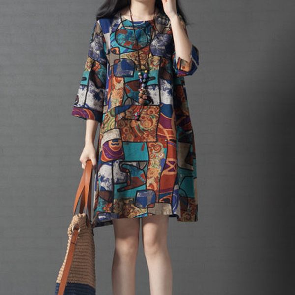 easy will code suit-dress comfortable round neck short fund dress woman, Gray