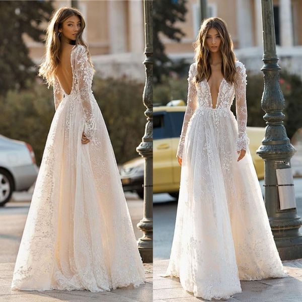 berta 2019 осень свадебное платье с длинным рукавом иллюзия прозрачное глубокий воротник спинки длинный летний пляж сад с открытой спиной св, White
berta 2019 осень свадебное платье с длинным рукавом иллюзия прозрачное глубокий воротник спинки длинный летний пляж сад с открытой спиной св, White