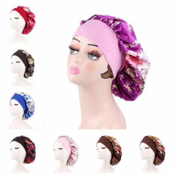 women satin bonnet cap night sleep hair head cover wide band elastic hat adjust head cover satin flower print turban cancer cap, Blue;gray
women satin bonnet cap night sleep hair head cover wide band elastic hat adjust head cover satin flower print turban cancer cap, Blue;gray