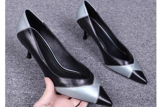 2019 women's shoes in spring and autumn with new style high heel fine heel pointed end blue patchwork#2704, Black
2019 women's shoes in spring and autumn with new style high heel fine heel pointed end blue patchwork#2704, Black