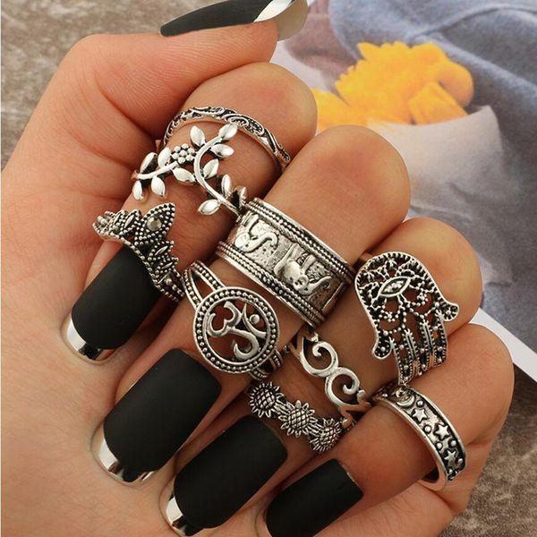 9pcs/set boho midi finger rings set for women punk elephant flower hollow out sliver knuckle rings jewelry gift, Silver
9pcs/set boho midi finger rings set for women punk elephant flower hollow out sliver knuckle rings jewelry gift, Silver