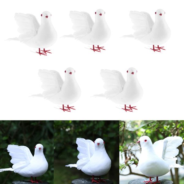 5pcs artificial feather foam doves birds wedding decoration venue ornament