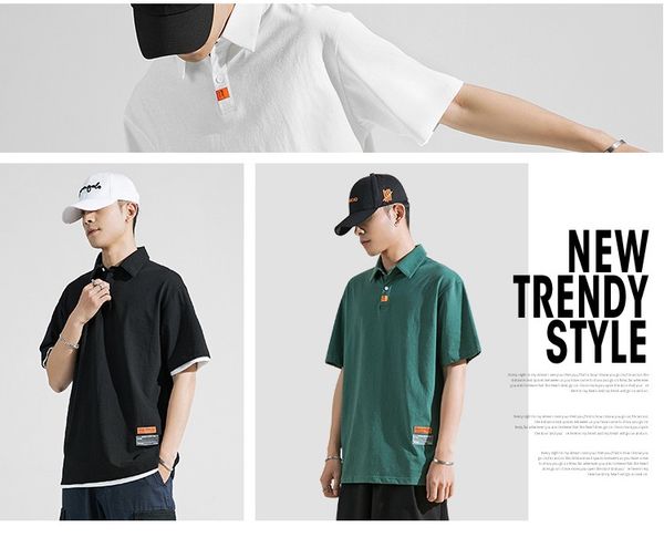 short-sleeved 2020 summer new t-shirt lapel loose cotton polo shirt casual japanese men's clothing, White;black
short-sleeved 2020 summer new t-shirt lapel loose cotton polo shirt casual japanese men's clothing, White;black