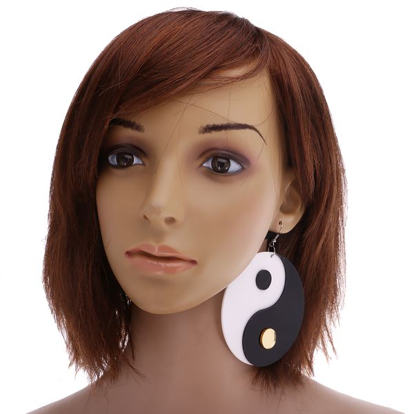 1 pair silver hook 8cm round dangle earrings yin yang sign acrylic earrings, Golden
1 pair silver hook 8cm round dangle earrings yin yang sign acrylic earrings, Golden