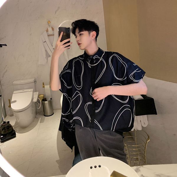 ewq / men's wear 2020 summer off shoulder personalized pattern loose men's short sleeve oversize shirt design casaul 9y1681, White;black
ewq / men's wear 2020 summer off shoulder personalized pattern loose men's short sleeve oversize shirt design casaul 9y1681, White;black