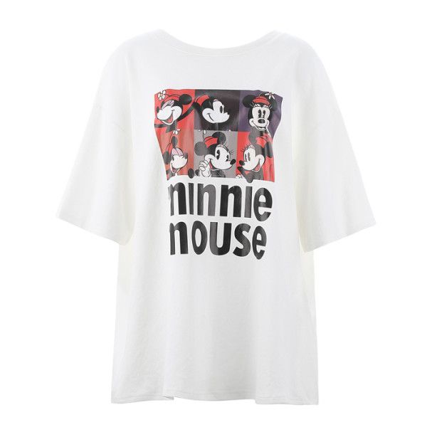 wear short-sleeved open-back large size mouse loose jacket on both sides and wear a bow t-shirt on both sides, White
wear short-sleeved open-back large size mouse loose jacket on both sides and wear a bow t-shirt on both sides, White