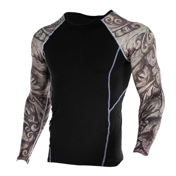 fashion men yoga fitness soft t-shirt quick-drying sports printing blouse sports compression slim tights t-shirt fitness #c, White;red