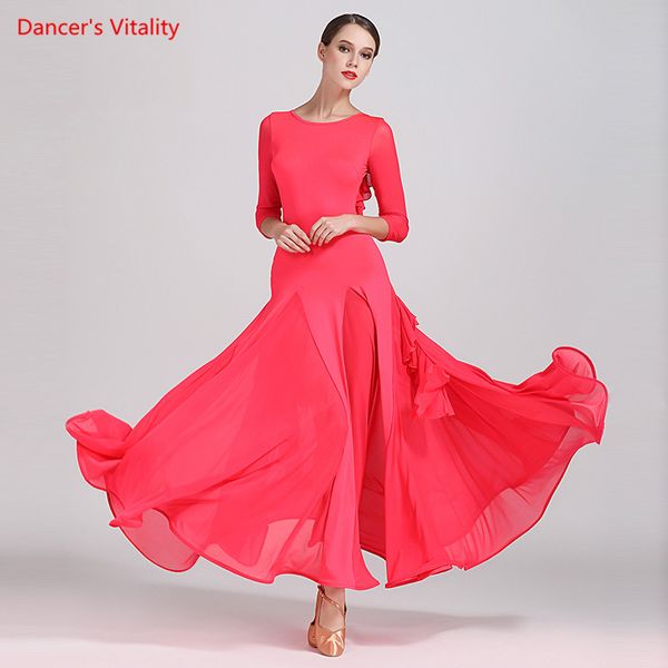 lady's ballroom dance dress female long sleeves v-back fishbone dresses for women waltz tango dance practice costumes, Black;red
lady's ballroom dance dress female long sleeves v-back fishbone dresses for women waltz tango dance practice costumes, Black;red