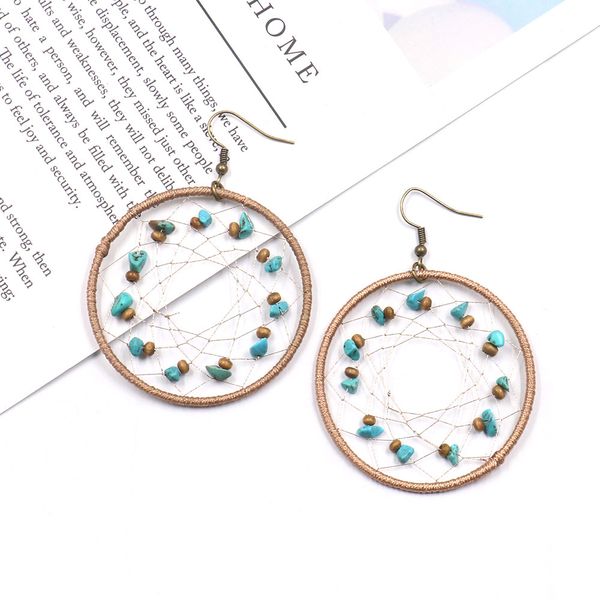 fashion jewelry women's dream catcher earrings drop round turquoise mosaic earrings s391, Silver
fashion jewelry women's dream catcher earrings drop round turquoise mosaic earrings s391, Silver