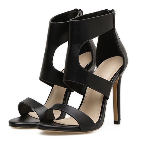 stiletto high heel leather sandals for women and ladies, Black