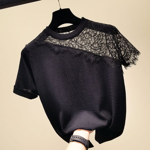 knitted ice silk t shirt women autumn 2019 lace patchwork tee shirt femme hollow out korean modis loose tshirt, White
knitted ice silk t shirt women autumn 2019 lace patchwork tee shirt femme hollow out korean modis loose tshirt, White