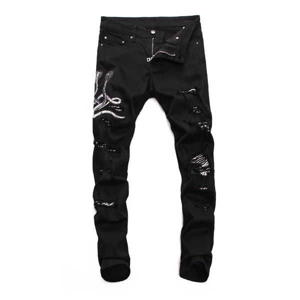 мода уличная мужская джинсы черный slim fit кобра вышивка лоскутное рваные джинсы высокое качество бренд дизайнер хип-хоп мужчины, Blue
мода уличная мужская джинсы черный slim fit кобра вышивка лоскутное рваные джинсы высокое качество бренд дизайнер хип-хоп мужчины, Blue