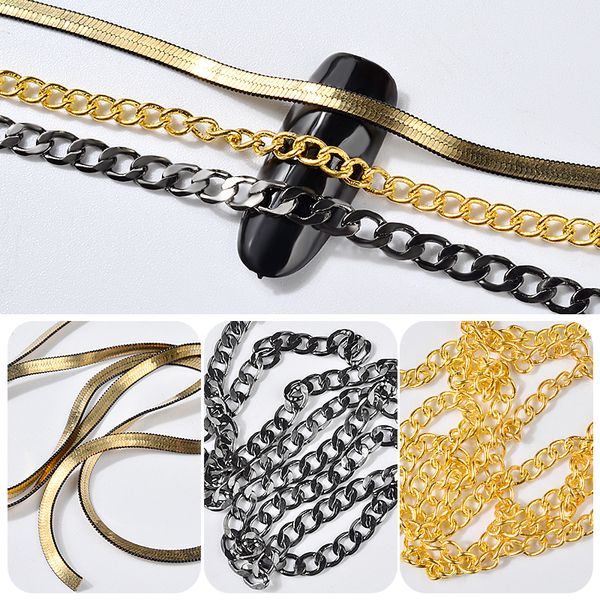 3 styles gold black chains punk snake bones design metal nail decorations charm 3d nail art diy manicure accessories tools, Silver;gold
3 styles gold black chains punk snake bones design metal nail decorations charm 3d nail art diy manicure accessories tools, Silver;gold