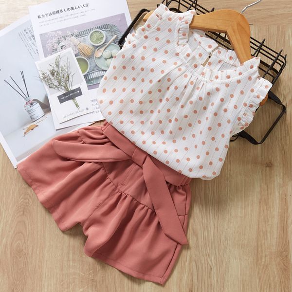 summer new style dot sleeveless t-shirt + shorts girls' two piece children's suits, White
summer new style dot sleeveless t-shirt + shorts girls' two piece children's suits, White