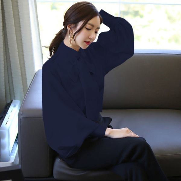 women satin blouse sleeve satin shirts blouse applique women lace up casual blouses female korean clothes plus size autumn, White 
women satin blouse sleeve satin shirts blouse applique women lace up casual blouses female korean clothes plus size autumn, White