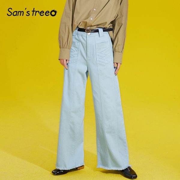 women light blue washed jeans straight loose denim casual pants female zipper pockets trousers cut leg opening pants
women light blue washed jeans straight loose denim casual pants female zipper pockets trousers cut leg opening pants