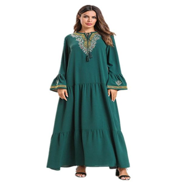 middle eastern ramadan clothing dubai muslim women fashion large size women's army green trumpet sleeve embroidered dress vestidos 1976, Red
middle eastern ramadan clothing dubai muslim women fashion large size women's army green trumpet sleeve embroidered dress vestidos 1976, Red