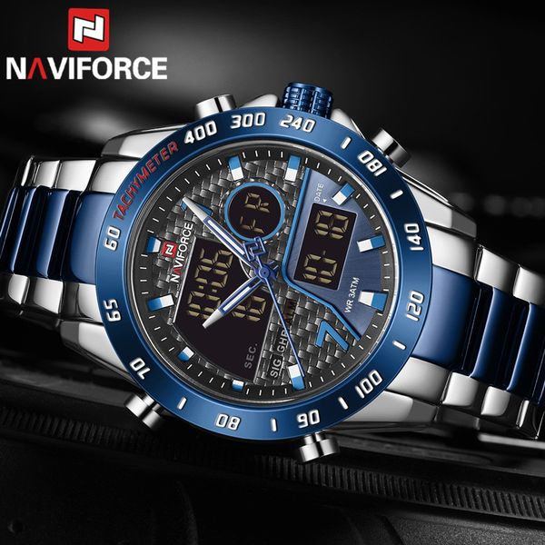 naviforce business men watch quartz digital male clock sport stainless steel blue man wristwatch 9171, Slivery;brown
naviforce business men watch quartz digital male clock sport stainless steel blue man wristwatch 9171, Slivery;brown