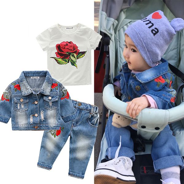 2019 girls clothes sets autumn winter denim girls outfit suits costume for kids clothes 3pcs children clothing sets, White
2019 girls clothes sets autumn winter denim girls outfit suits costume for kids clothes 3pcs children clothing sets, White