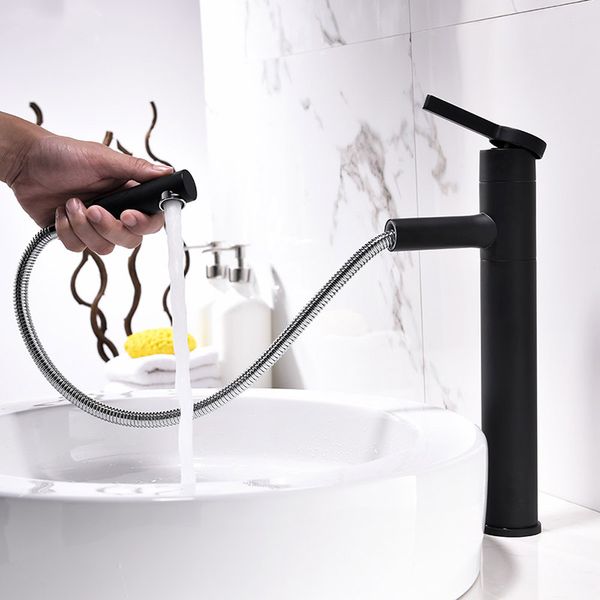 Pull Out And Rotatable Style Single Handle Basin Faucet Matte Black & White Bathroom Water Mixer
Pull Out And Rotatable Style Single Handle Basin Faucet Matte Black & White Bathroom Water Mixer
