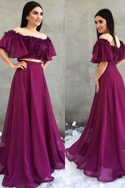 boho purple off shoulders prom formal dresses evening gowns with short sleeves chiffon flowers applique long pageant party dress cheap, Black
boho purple off shoulders prom formal dresses evening gowns with short sleeves chiffon flowers applique long pageant party dress cheap, Black