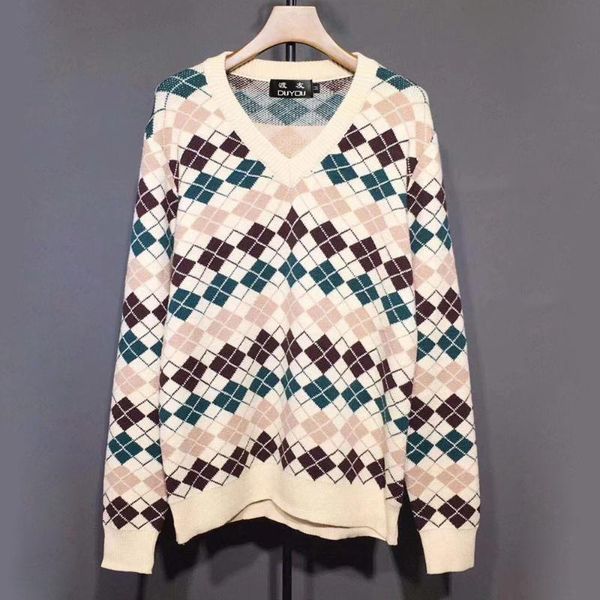 new brand argyle wool sweater mens designer sweater fashion knitted pullover women colorful graphics high quality, White;black
new brand argyle wool sweater mens designer sweater fashion knitted pullover women colorful graphics high quality, White;black