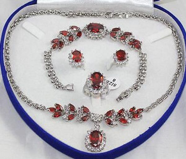 new style women jewelry red crystal silver necklace pendant ring bracelet earring fashion wedding party jewelry, Black
new style women jewelry red crystal silver necklace pendant ring bracelet earring fashion wedding party jewelry, Black