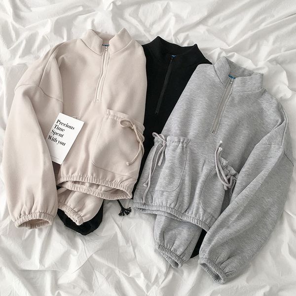 thickening harajuku sweatshirt women casual zipper high collar loose oversize gray black pullover female fashion cotton
thickening harajuku sweatshirt women casual zipper high collar loose oversize gray black pullover female fashion cotton