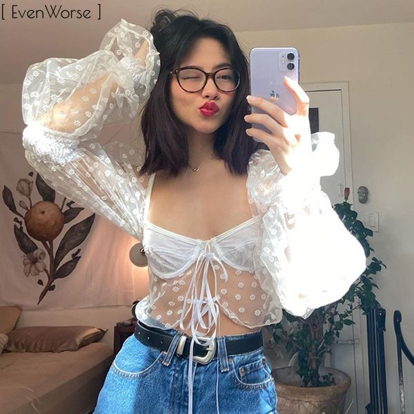bomblook long bubble sleeves flocking daisy pattern tube see-through exposed navel 2020 summer women crop, White
bomblook long bubble sleeves flocking daisy pattern tube see-through exposed navel 2020 summer women crop, White