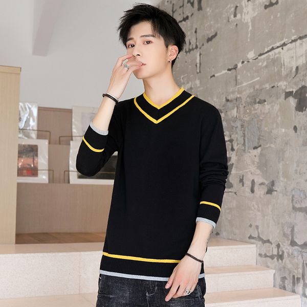 autumn winter men's cotton sweater fashion round neck geometric long sleeve sweater, White;black
autumn winter men's cotton sweater fashion round neck geometric long sleeve sweater, White;black