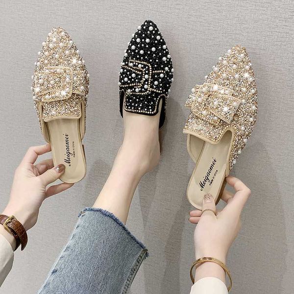 shiny pearl rhinestone slippers women summer shoes mules shoes women pointed toe low heel slides female slippers, Black
shiny pearl rhinestone slippers women summer shoes mules shoes women pointed toe low heel slides female slippers, Black
