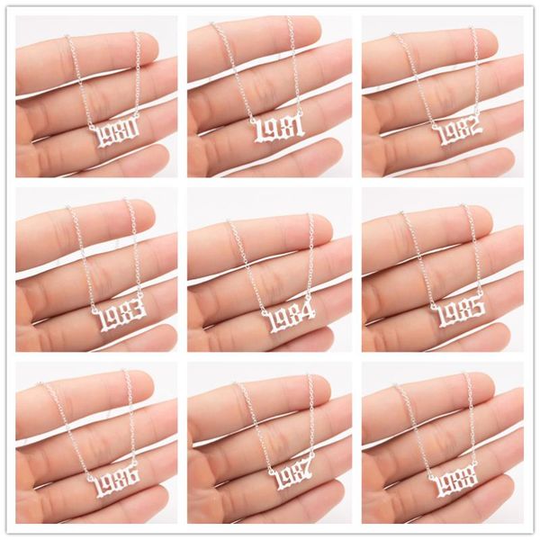 new 1980 1981 1982 1983 2020 punk arabic numerals stainless steel year necklaces for women birthday wedding accessories, Silver
new 1980 1981 1982 1983 2020 punk arabic numerals stainless steel year necklaces for women birthday wedding accessories, Silver