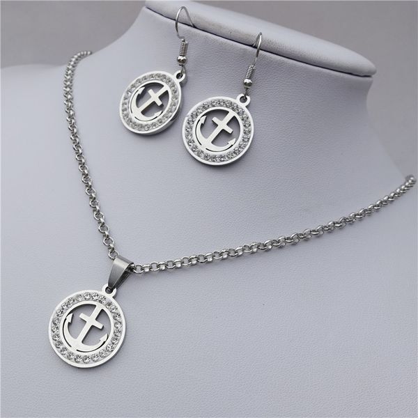 anchor stainless steel jewelry set clay inlaid rhinestone necklace earrings for women girls, Silver
anchor stainless steel jewelry set clay inlaid rhinestone necklace earrings for women girls, Silver