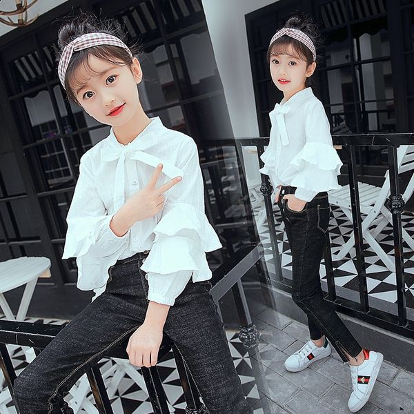 women's 2020 autumn clothes girls long sleeve flounces big children shirt solid color base shirt fashion, White;black
women's 2020 autumn clothes girls long sleeve flounces big children shirt solid color base shirt fashion, White;black