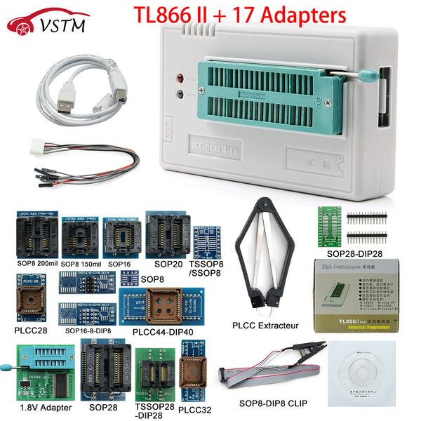vstm tl866ii plus +17 adapters+sop8 ic clip universal programmer high speed tl866 flash eprom programmer programming tool
vstm tl866ii plus +17 adapters+sop8 ic clip universal programmer high speed tl866 flash eprom programmer programming tool