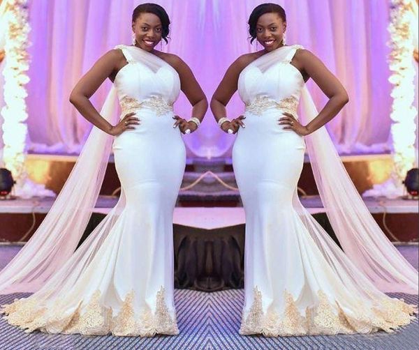 new south african mermaid wedding dresses new plus size one shoulder bridal gowns champagne lace appliques dubai arabic wed dress, White
new south african mermaid wedding dresses new plus size one shoulder bridal gowns champagne lace appliques dubai arabic wed dress, White